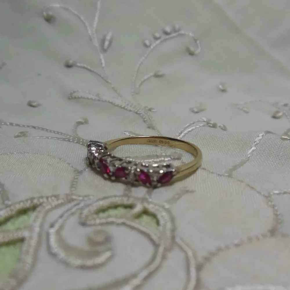 9 Kt Gold Ruby & Diamond Half Eternity Ring - image 4