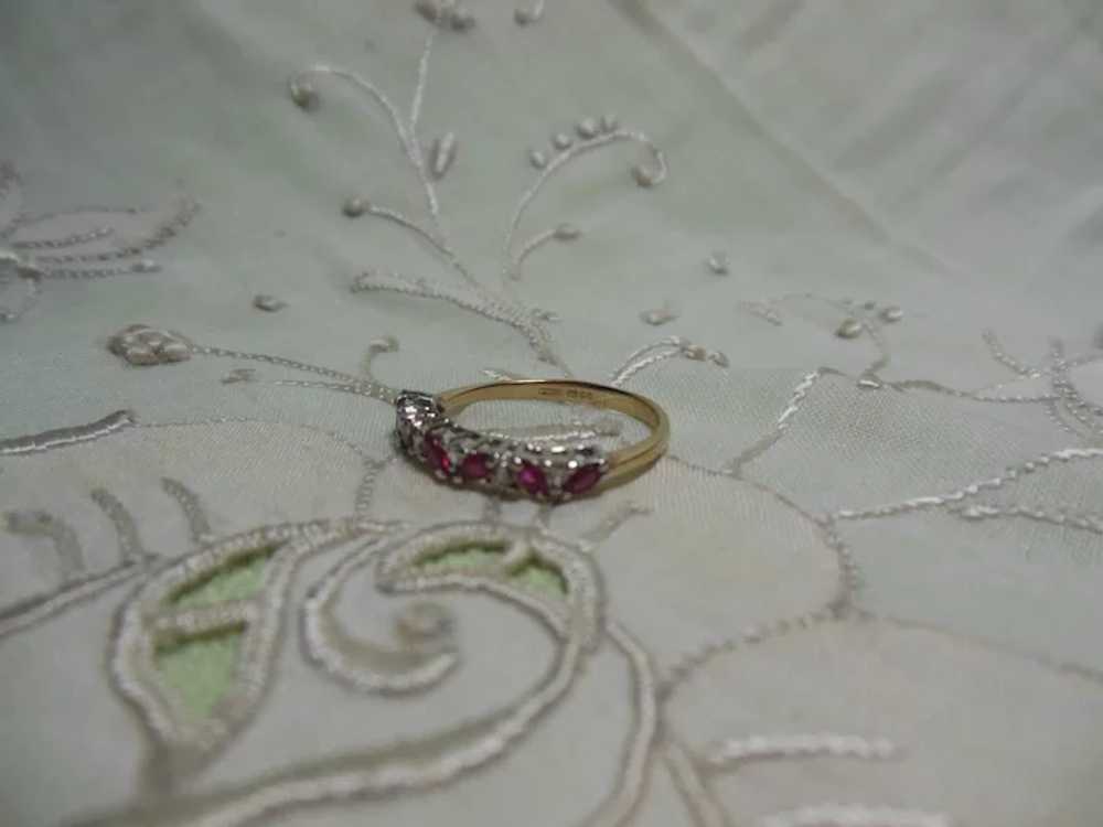 9 Kt Gold Ruby & Diamond Half Eternity Ring - image 5