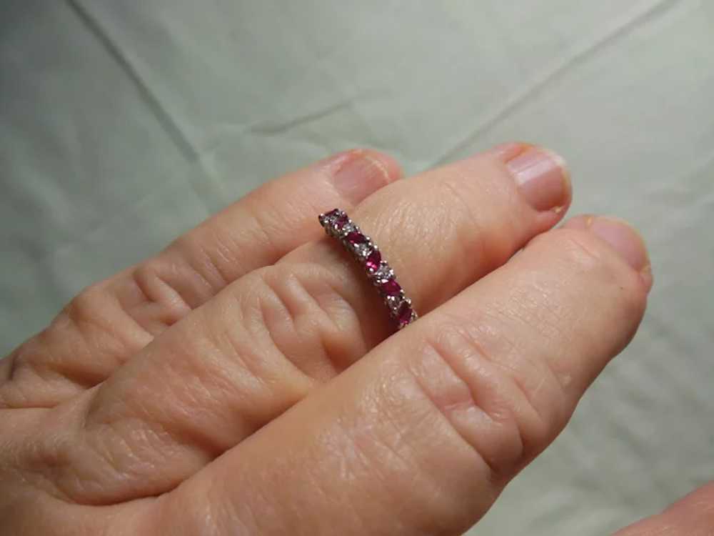 9 Kt Gold Ruby & Diamond Half Eternity Ring - image 6