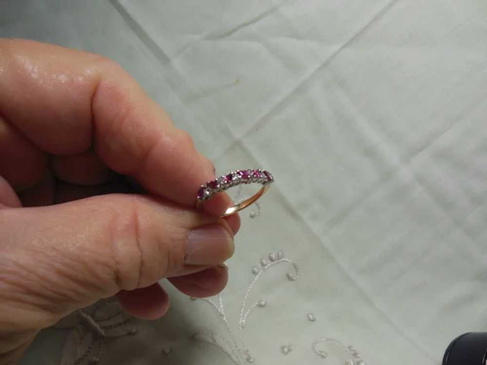 9 Kt Gold Ruby & Diamond Half Eternity Ring - image 8