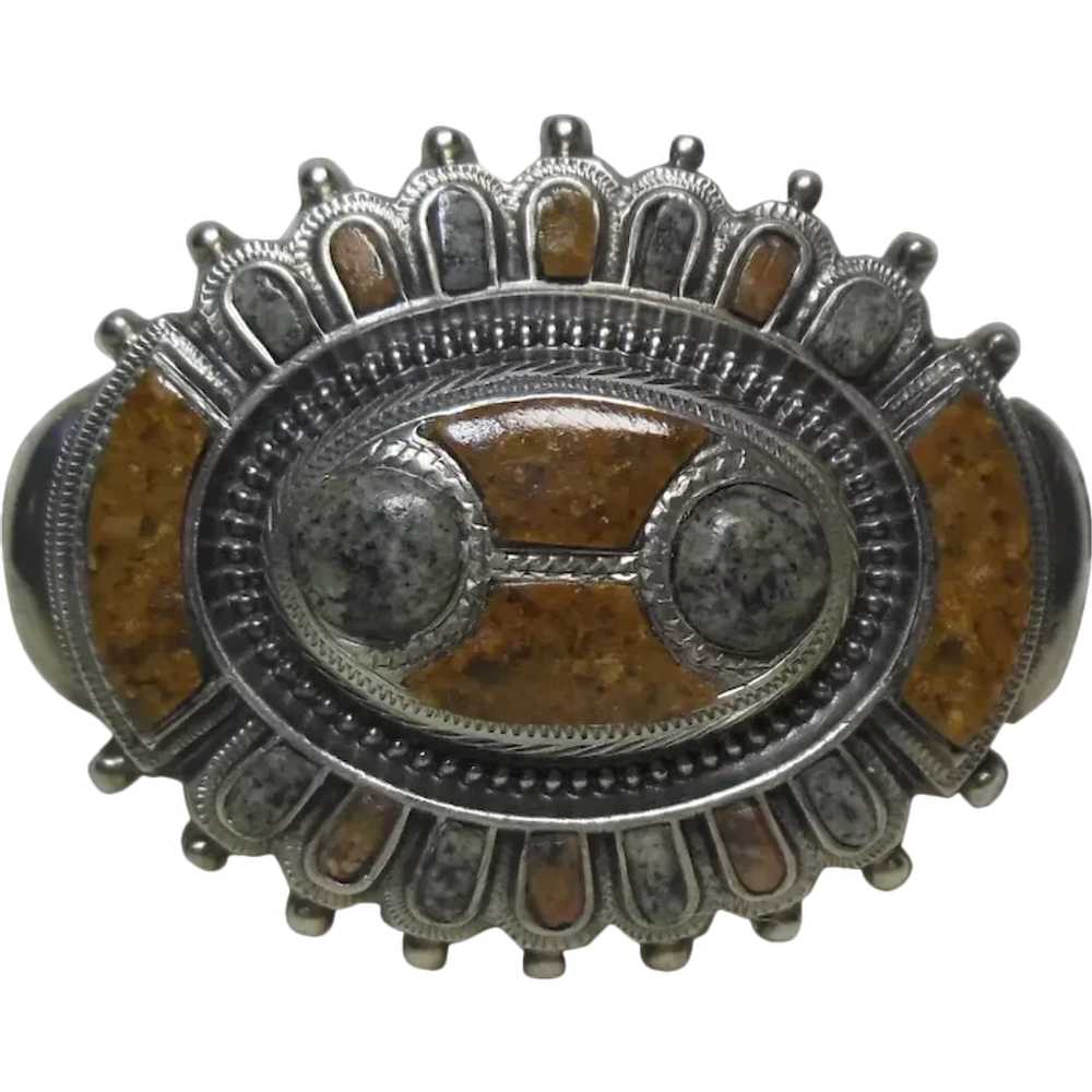 Scottish Sterling Silver & Granite Brooch - image 1