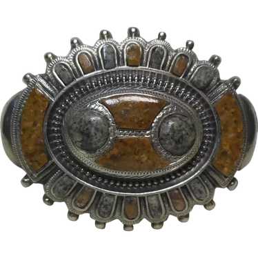 Scottish Sterling Silver & Granite Brooch - image 1