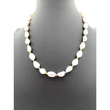 Necklace of Cultured Freshwater Baroque Pearls an… - image 1