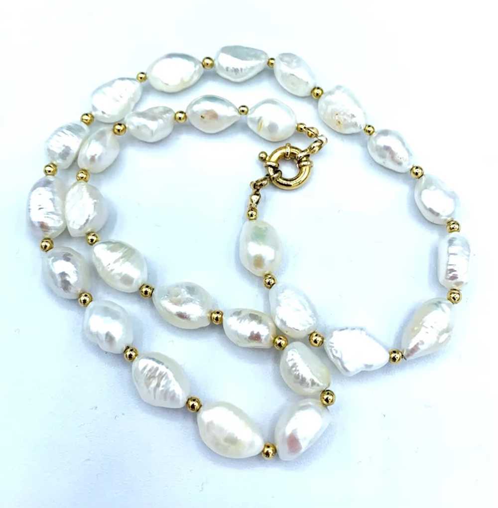 Necklace of Cultured Freshwater Baroque Pearls an… - image 3