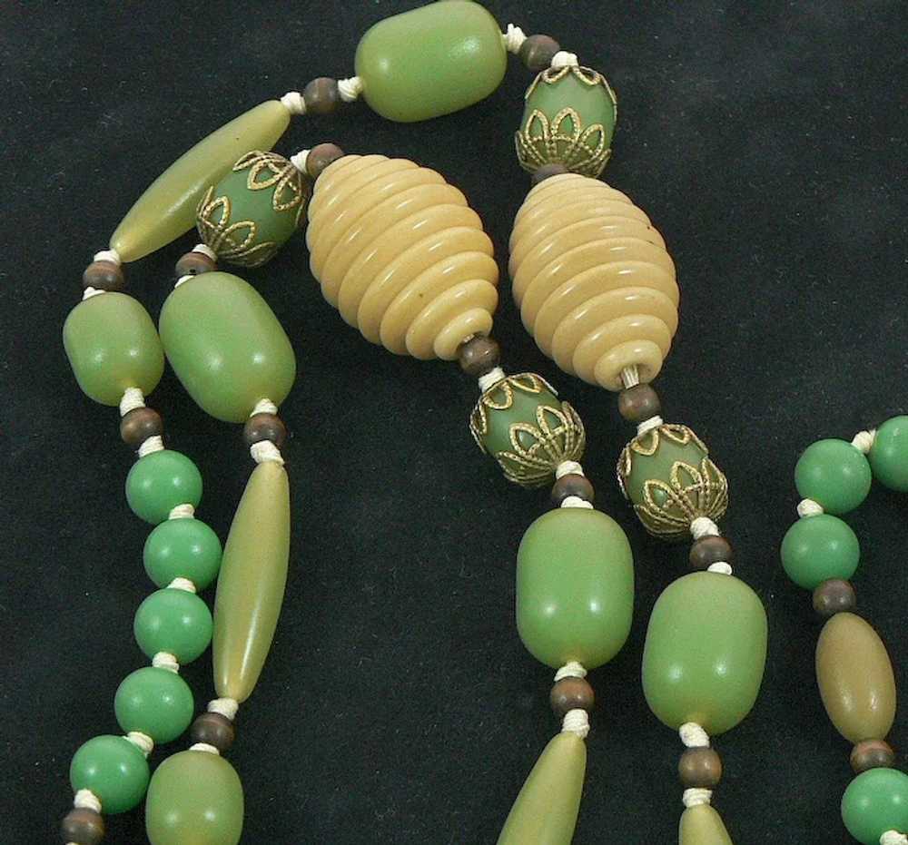 Art Deco Celluloid and Wood Bead Necklace - image 6