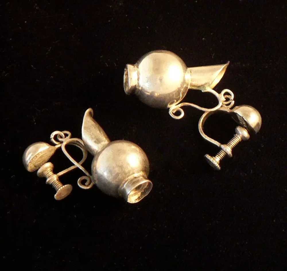 William Spratling Sterling Silver Pitcher Earrings - image 2