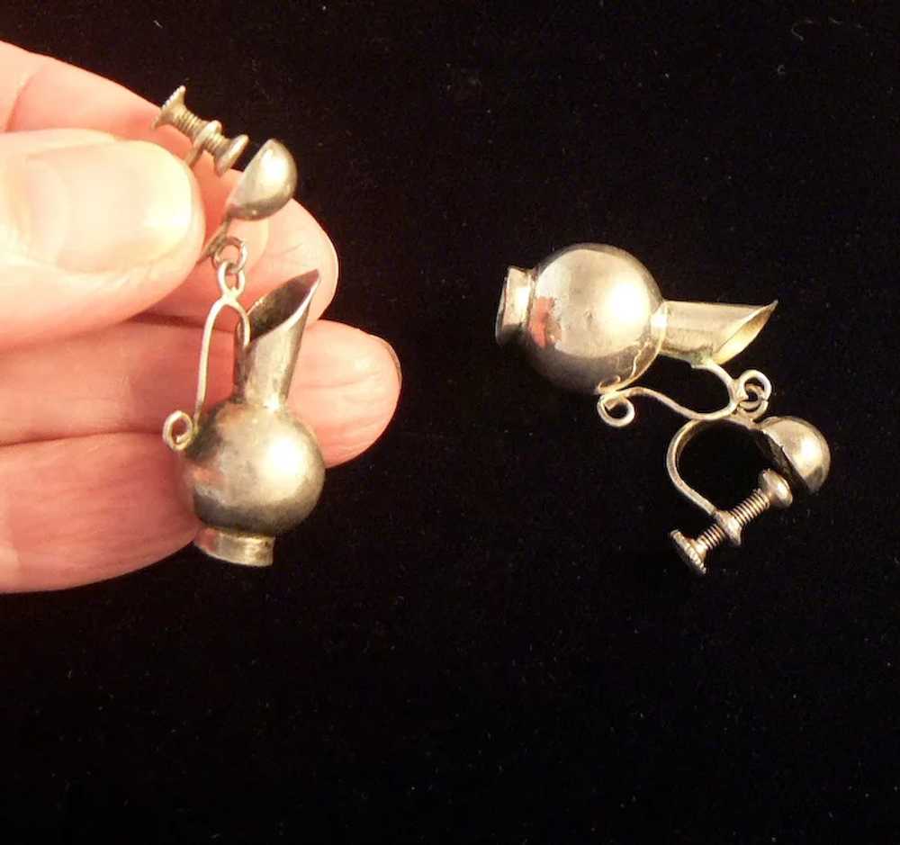 William Spratling Sterling Silver Pitcher Earrings - image 3