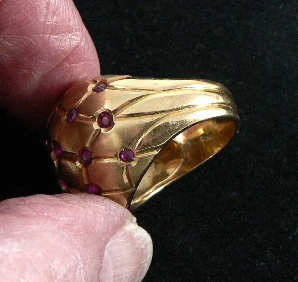 18K Gold Ruby Bombe Ring - image 3