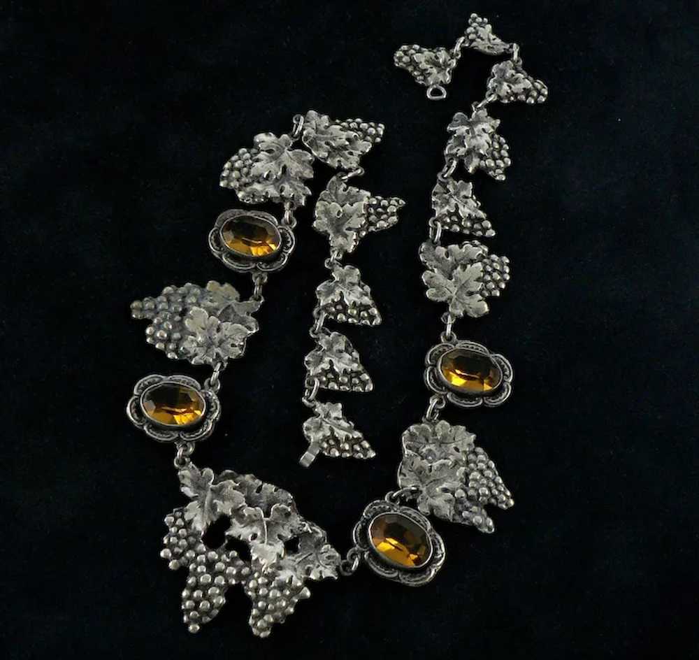 Silver Plated Grapes and Leaves Citrine Glass Nec… - image 10