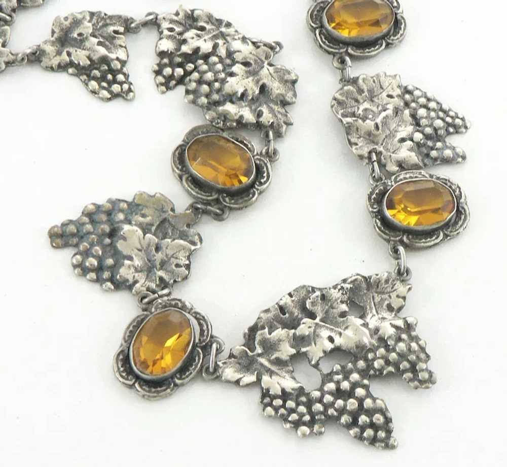 Silver Plated Grapes and Leaves Citrine Glass Nec… - image 3