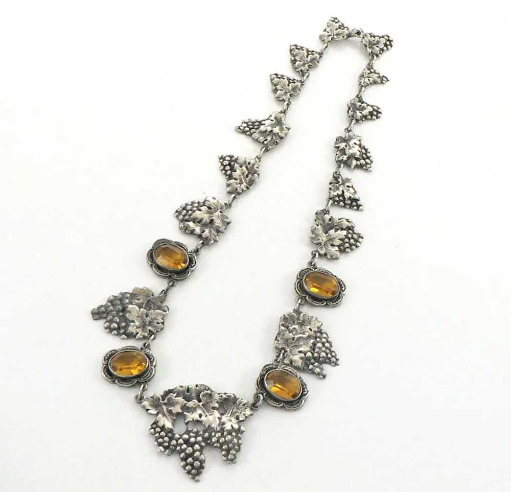 Silver Plated Grapes and Leaves Citrine Glass Nec… - image 4