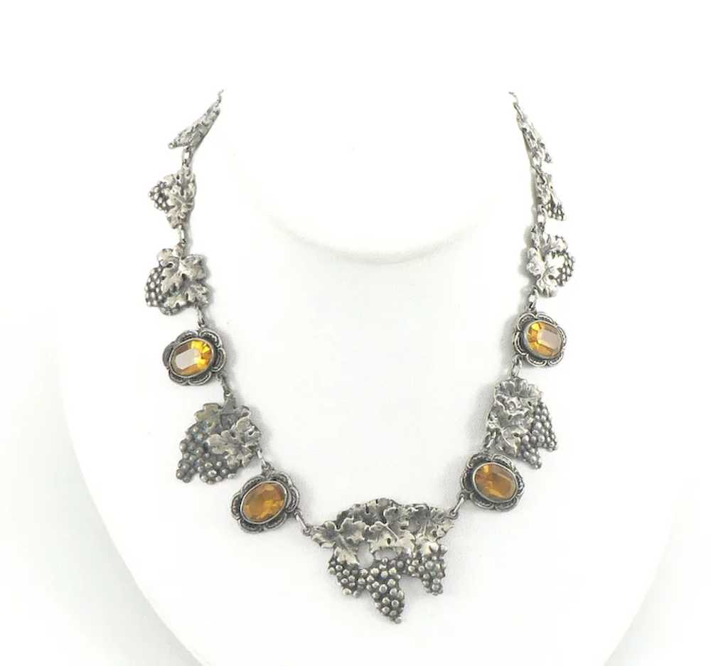 Silver Plated Grapes and Leaves Citrine Glass Nec… - image 7