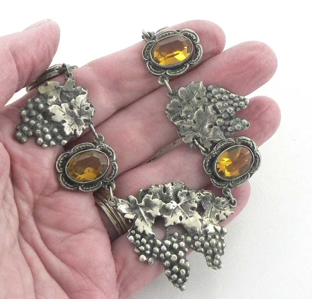 Silver Plated Grapes and Leaves Citrine Glass Nec… - image 8