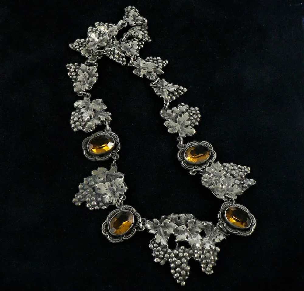 Silver Plated Grapes and Leaves Citrine Glass Nec… - image 9