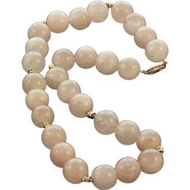 Rose Quartz and 14K Gold Bead Necklace - image 1