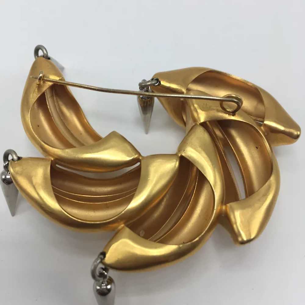 Unusual Organic Rich Gold-look Brooch with Silver… - image 2