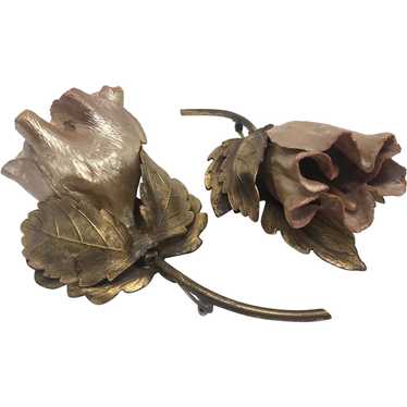 Rare Pair B. Blumenthal Art Nouveau Flower Brooche