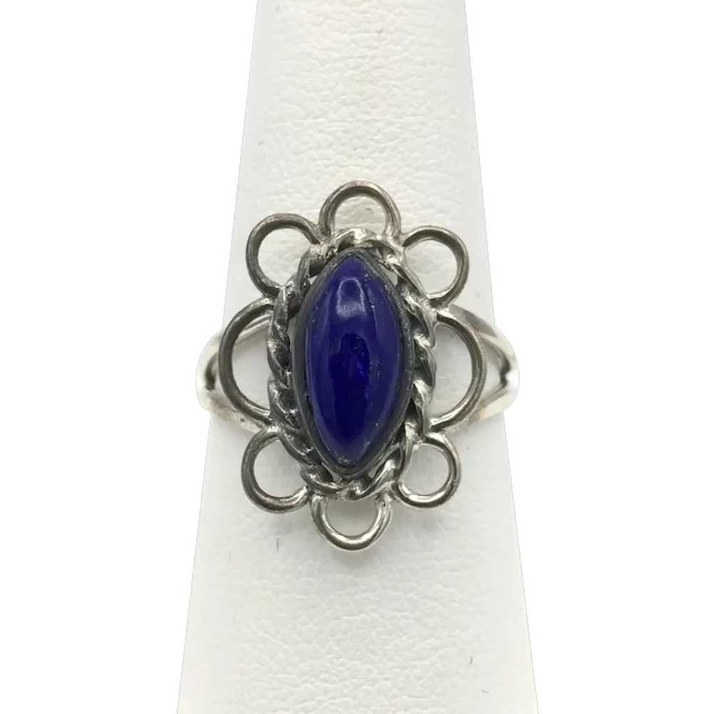 Lapis Lazuli Flower Ring - Sterling Silver - image 1