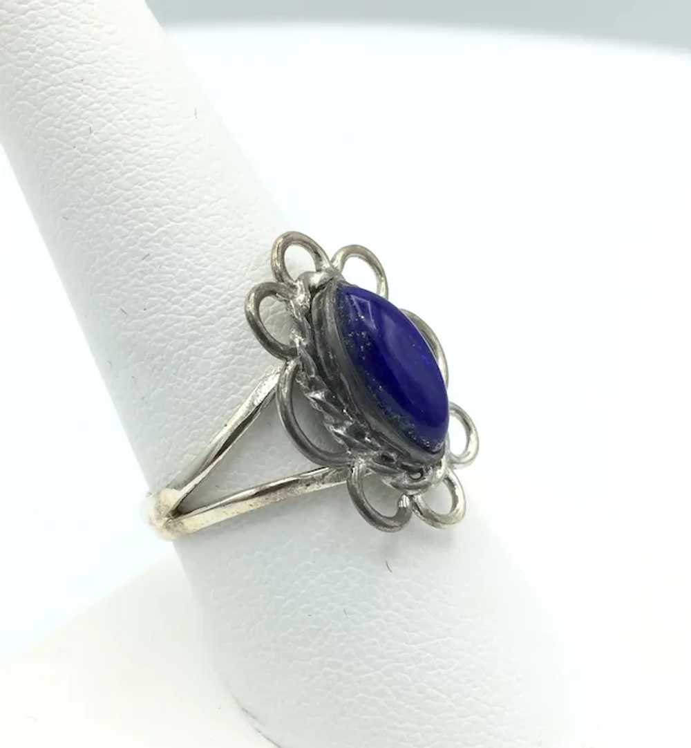 Lapis Lazuli Flower Ring - Sterling Silver - image 2