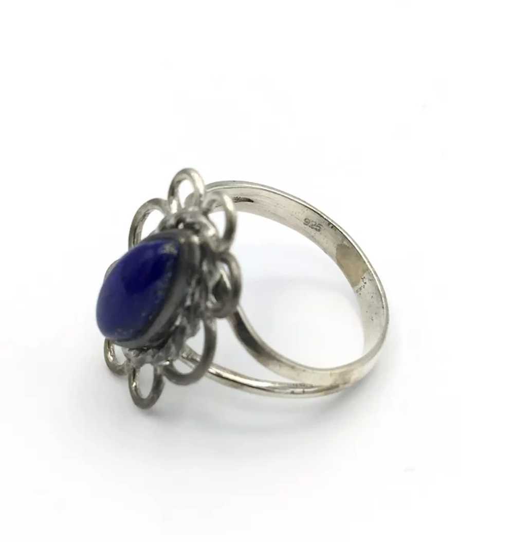 Lapis Lazuli Flower Ring - Sterling Silver - image 3