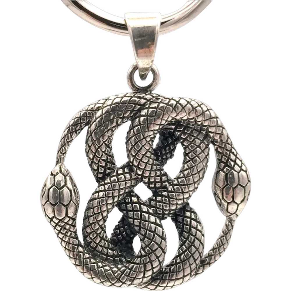 Celtic Snake Knot Pendant - Sterling Silver - image 1