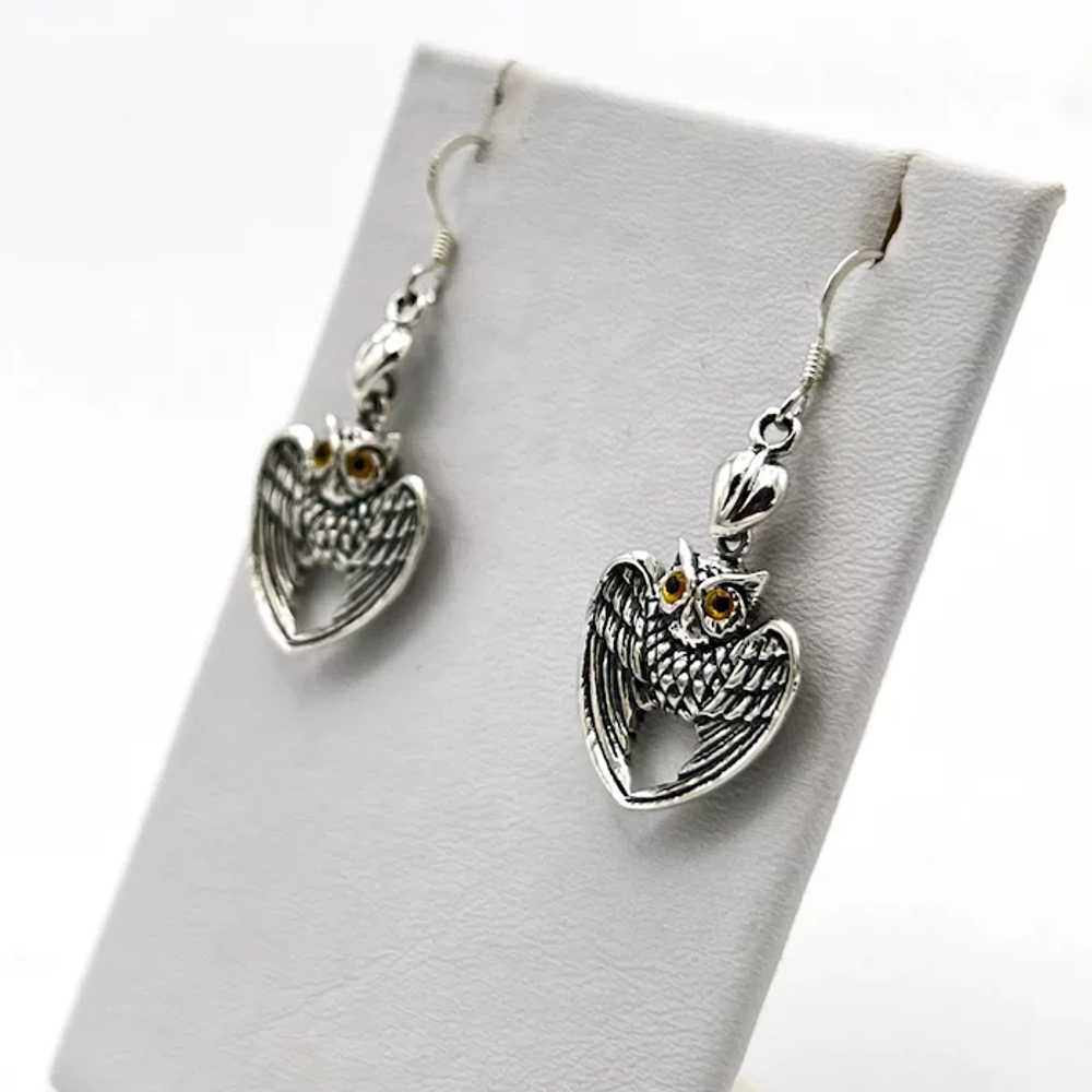 Owl Earrings - Sterling Silver - image 2