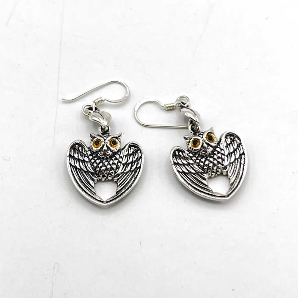 Owl Earrings - Sterling Silver - image 3