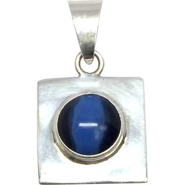 Blue Cats Eye Pendant - Sterling Silver