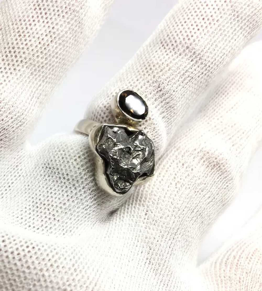 Meteorite & Quartz Ring - Sterling Silver - image 2