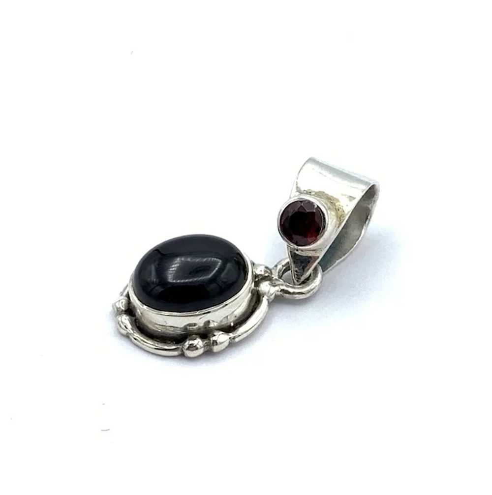 Black Onyx & Garnet Pendant - Sterling Silver - image 2