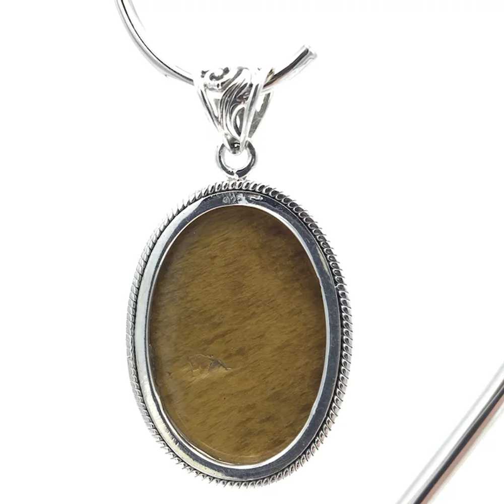 Tiger's Eye Cabochon Pendant - Sterling Silver - image 2