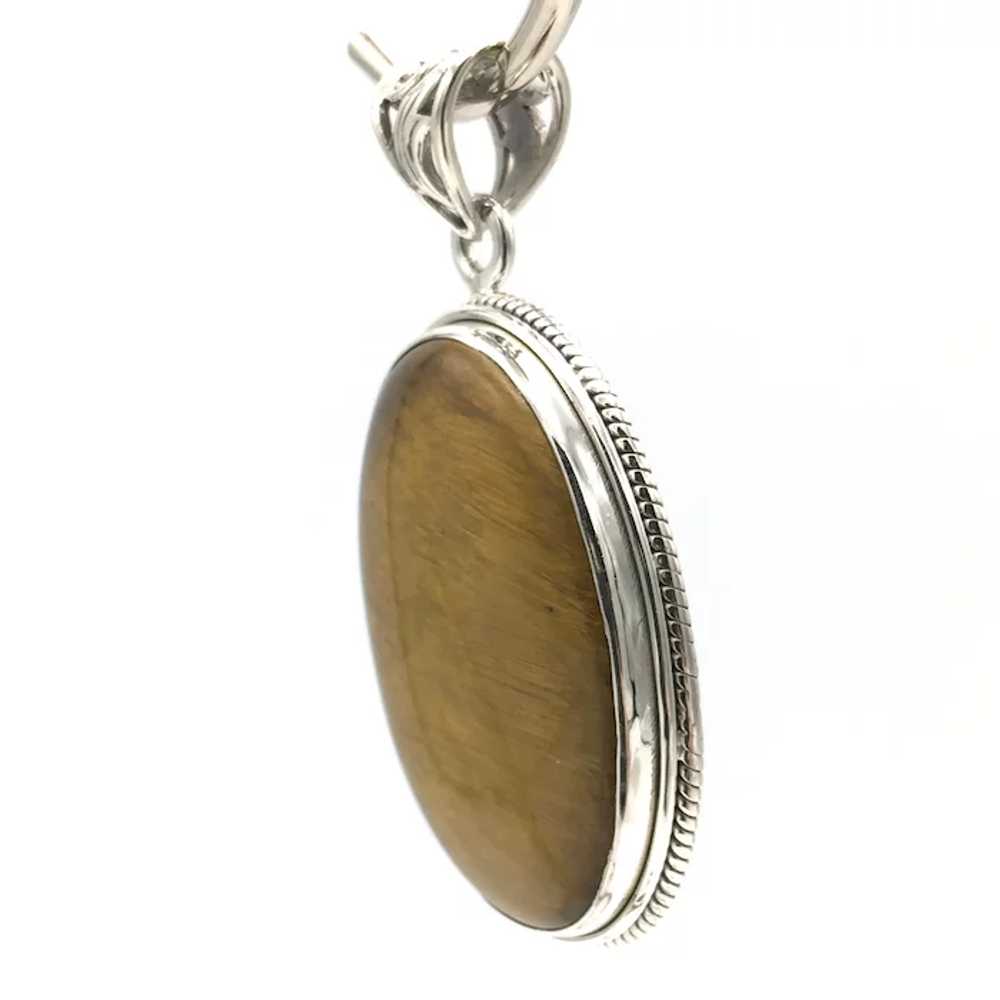 Tiger's Eye Cabochon Pendant - Sterling Silver - image 3