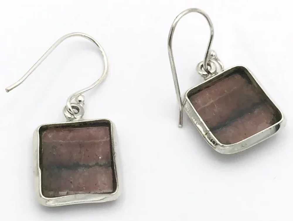 Rhodochrosite Cabochon Earrings - Sterling Silver - image 5