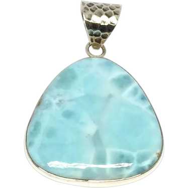 Larimar Cabochon Pendant - Sterling Silver