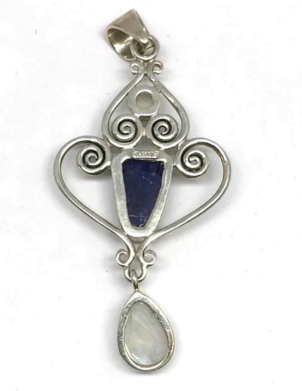 Moonstone & Tanzanite Pendant - Sterling Silver - image 2