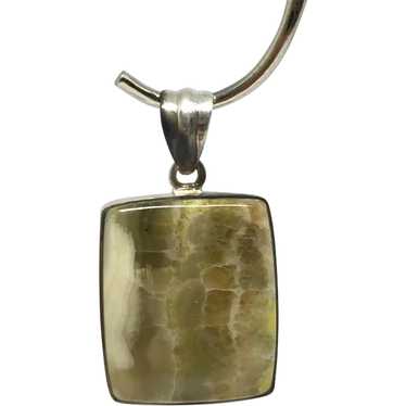 Bumblebee Jasper Cabochon Pendant - Sterling Silve