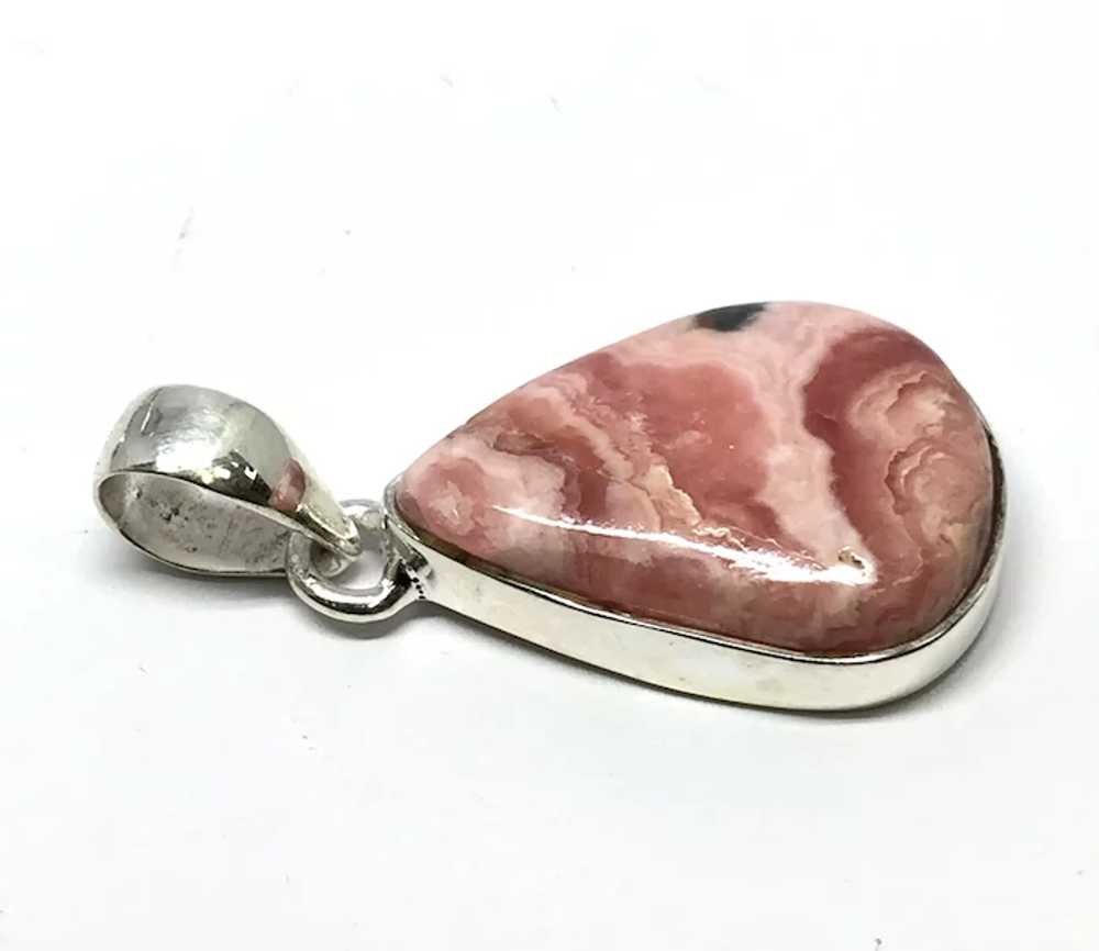 Rhodochrosite Cabochon Pendant - Sterling Silver - image 2