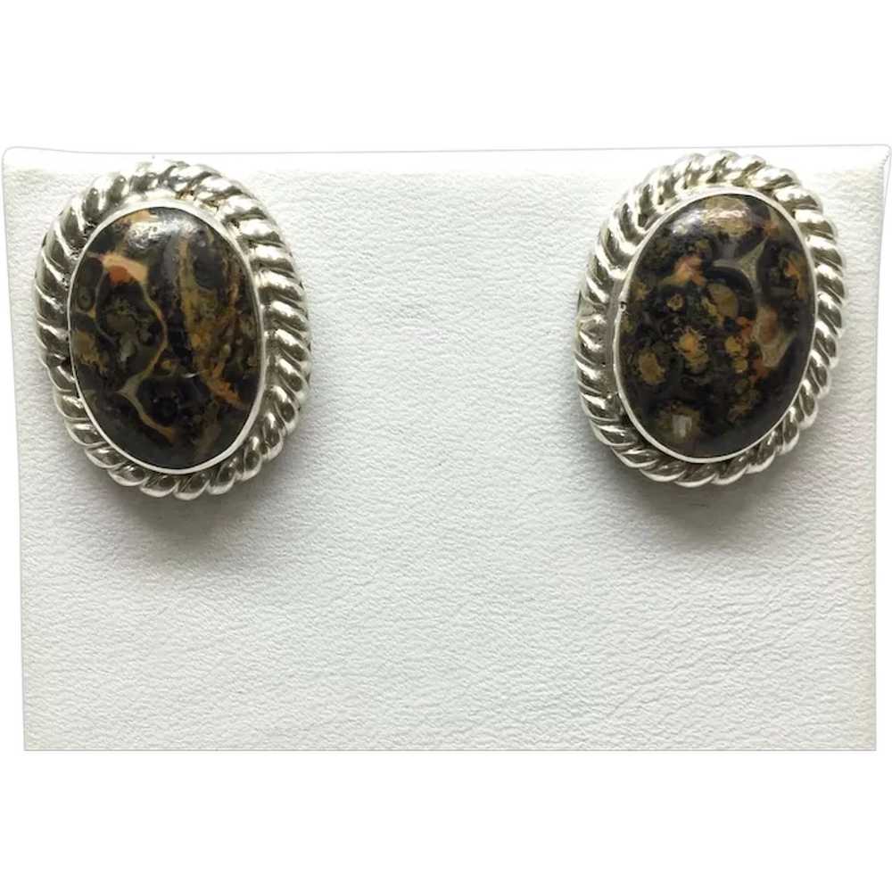 Leopard Skin Jasper Earrings - Sterling Silver - Gem