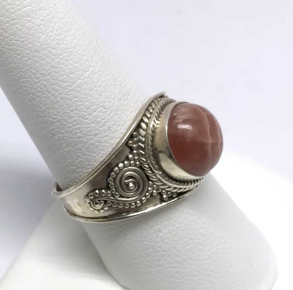 Rhodochrosite Cabochon Ring - Sterling Silver - image 2