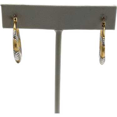 Ladies 10K Two-Toned Hoop Earrings