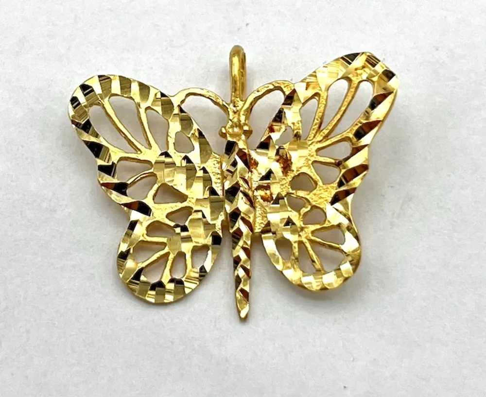 14K Diamond Cut Butterfly Pendant - image 3