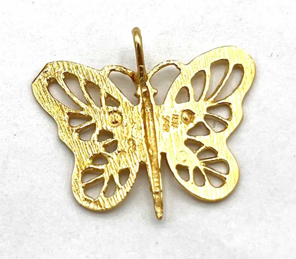 14K Diamond Cut Butterfly Pendant - image 4