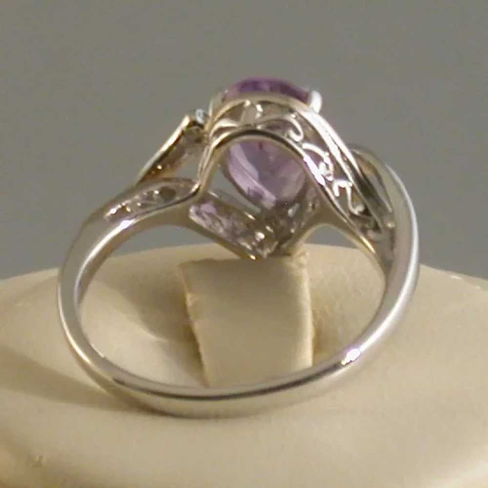 Amethyst/Diamond Ring In 10K Gold/Sterling Silver… - image 3