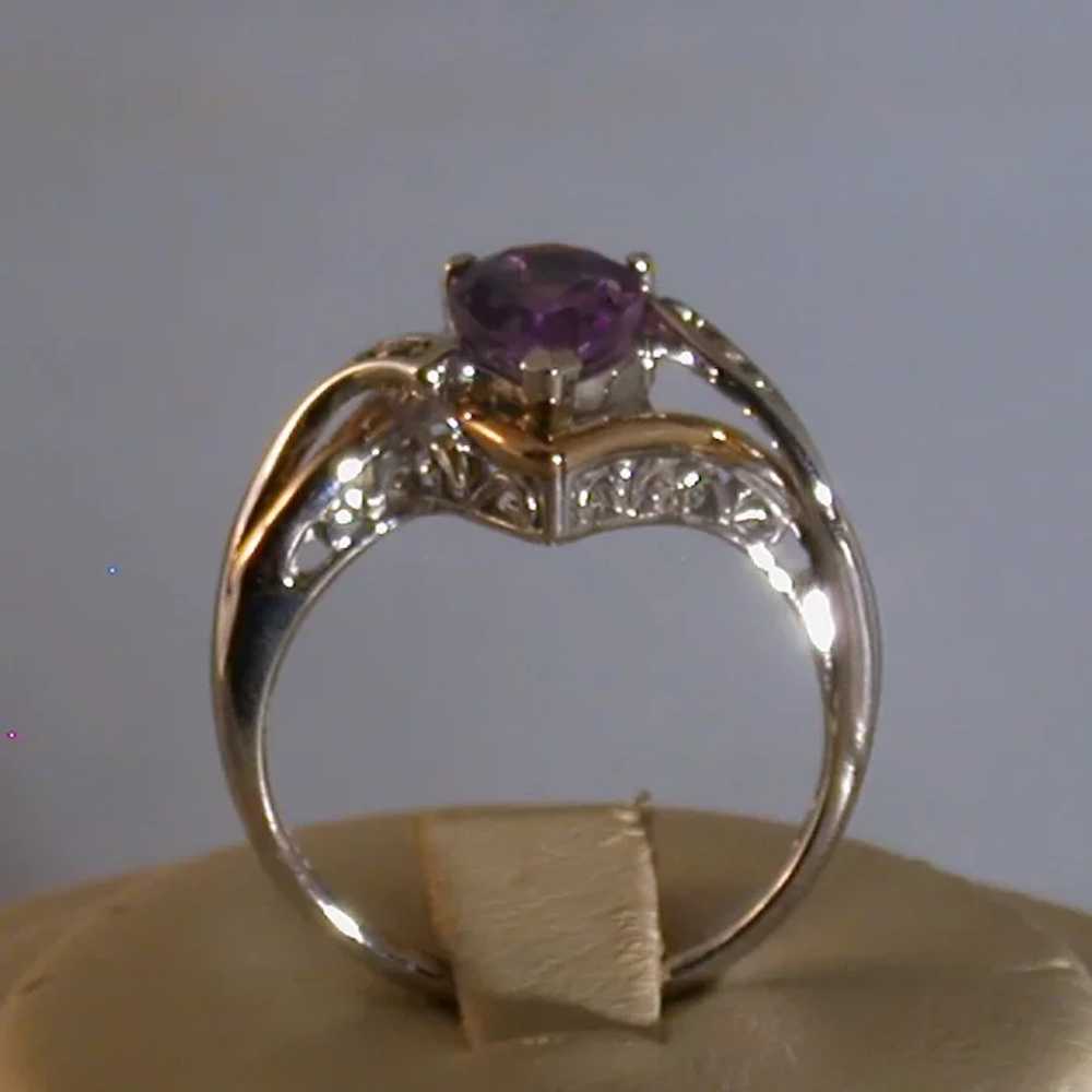 Amethyst/Diamond Ring In 10K Gold/Sterling Silver… - image 6