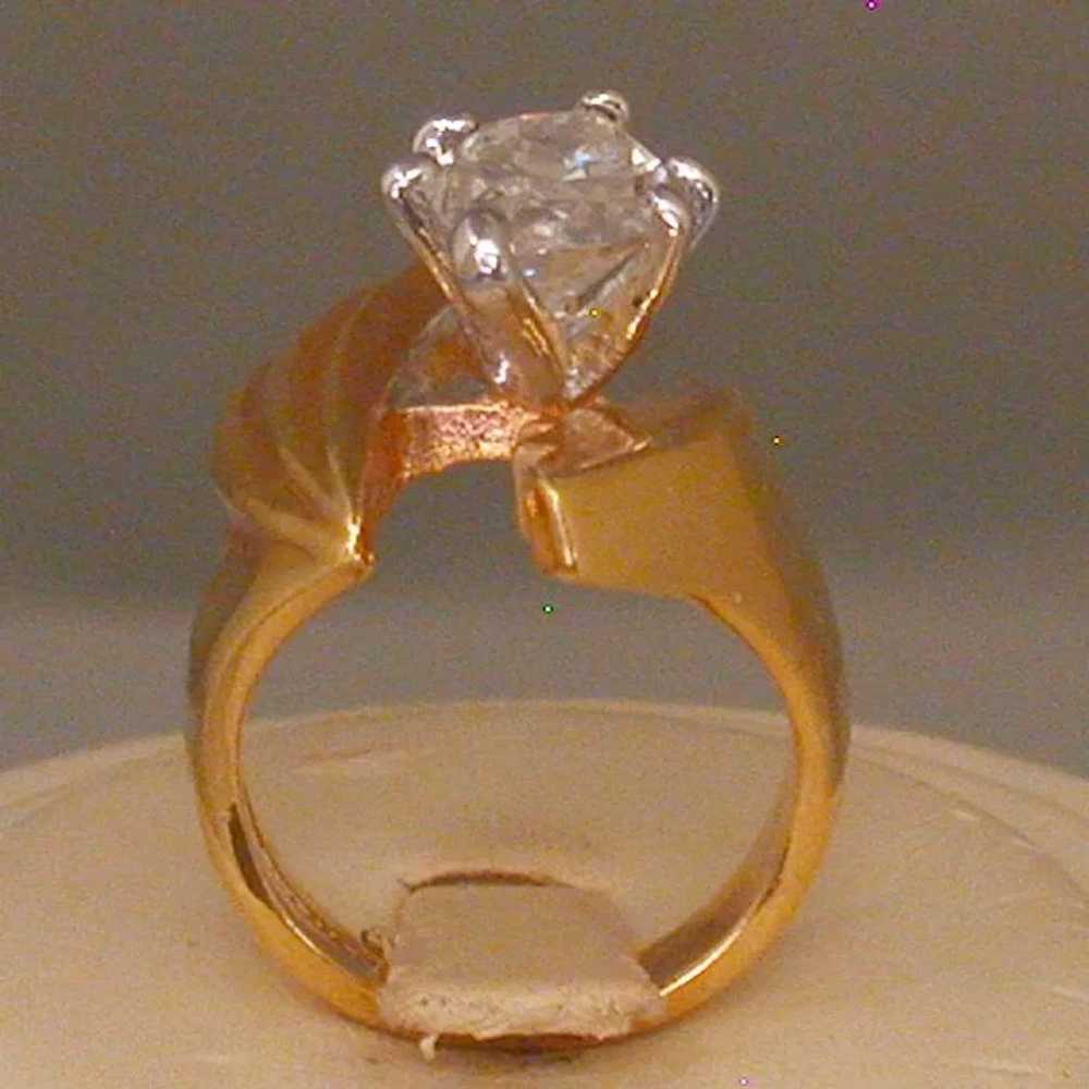 14K Gold Electroplate/Marquise CZ Ring, Bold, Vin… - image 4
