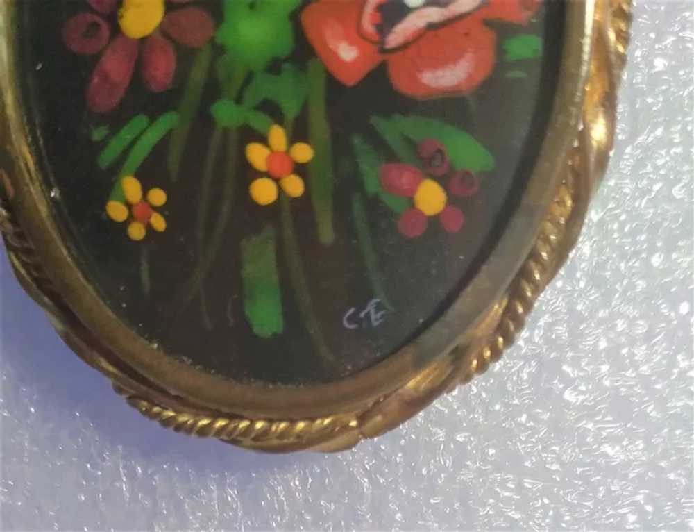 Brooch Floral St Martial Hand Painted Limoges Fra… - image 2