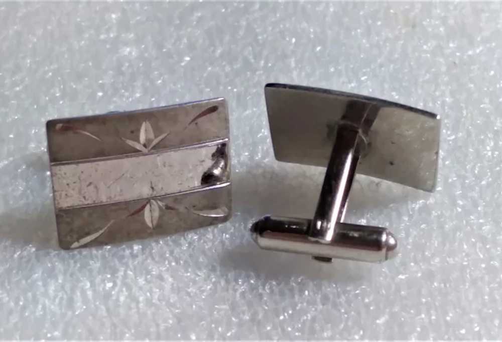 Cufflinks Flex Let Sterling Etched Cuff Links Spa… - image 3