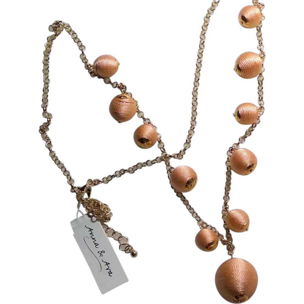 Necklace Anna & Ava Silk Wrapped Spheres Statemen… - image 1