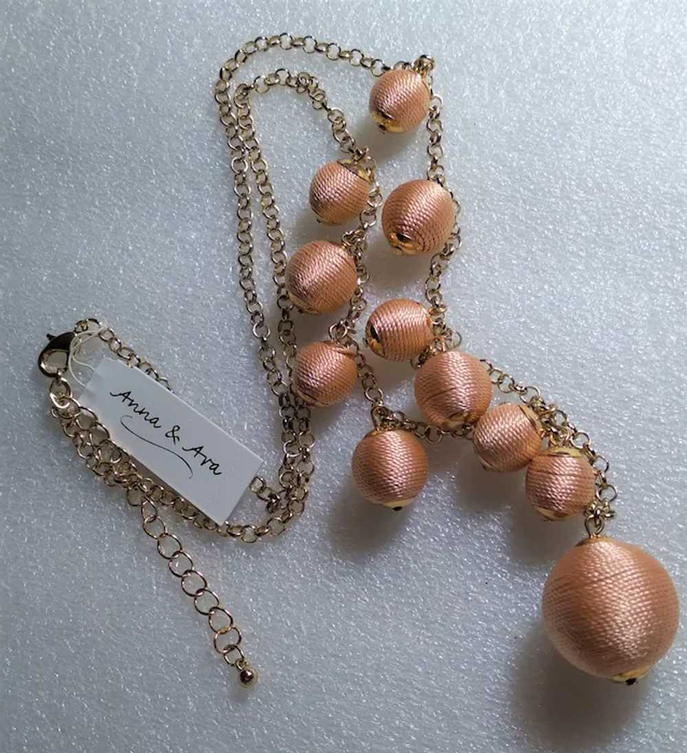 Necklace Anna & Ava Silk Wrapped Spheres Statemen… - image 3