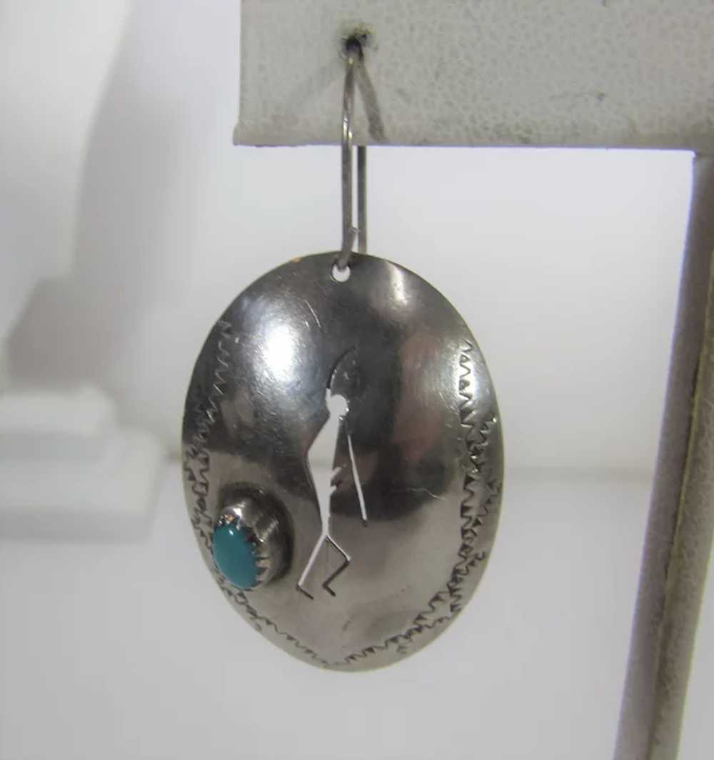 Native American Sterling Silver Turquoise  Caboch… - image 2